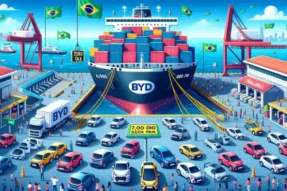 Navio com 6.000 carros da BYD, que serão vendidos com imposto zero, chega ao Brasil