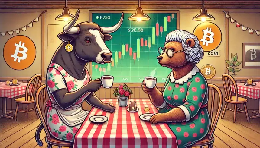 Touros e ursos descansam aguardando movimento do bitcoin