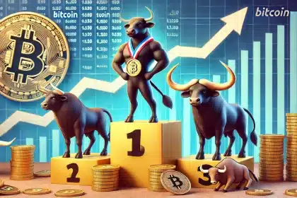 Touros em alta comemorando o preço do Bitcoin