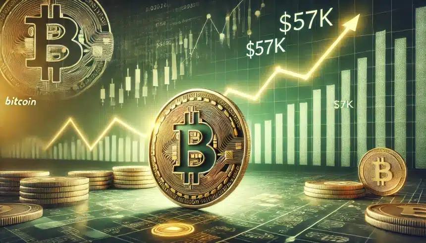 Bitcoin recupera $57K, mas cresce com cautela