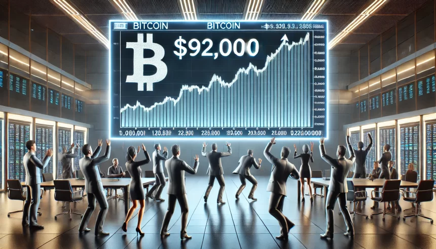 Bitcoin atinge alta surpreendente de US$ 92.000