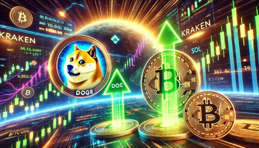 DOGE e SOL disparam na Kraken enquanto Bitcoin flerta com a marca dos US$ 100 mil