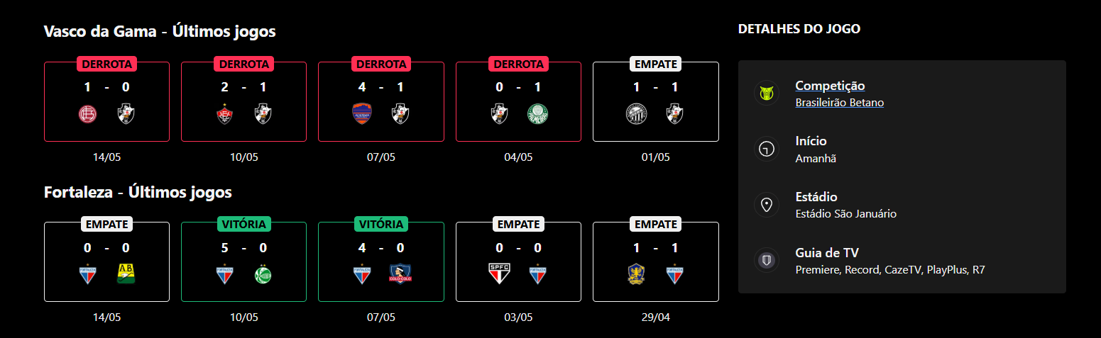 Vasco x Fortaleza